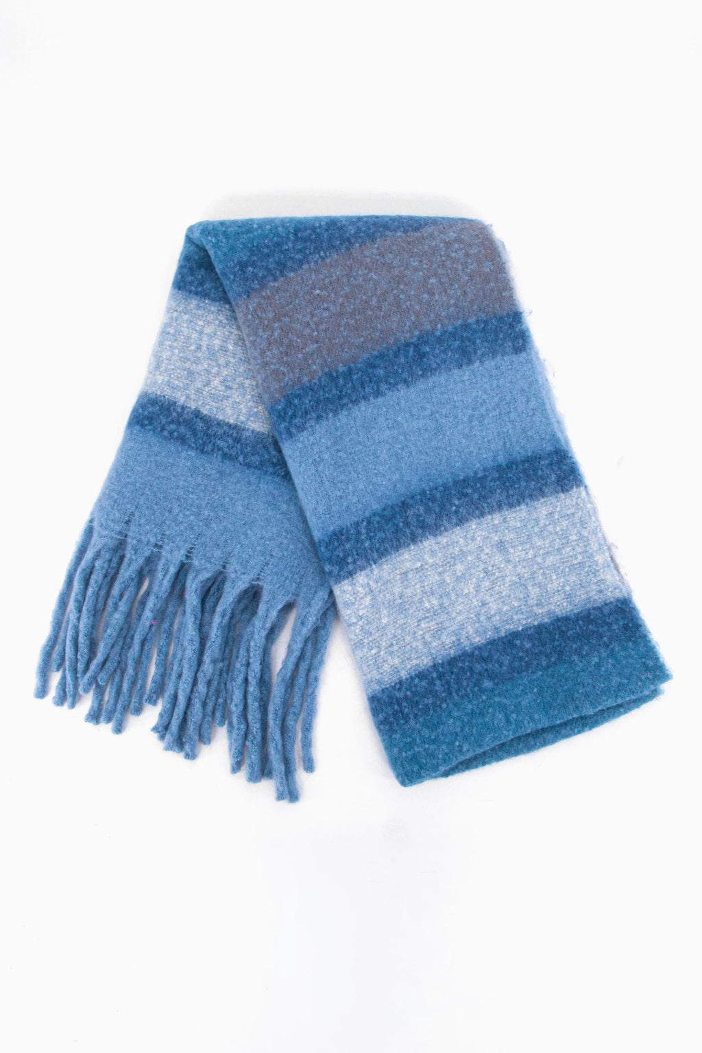 Denim Blue Striped Colourblock Heavyweight Scarf