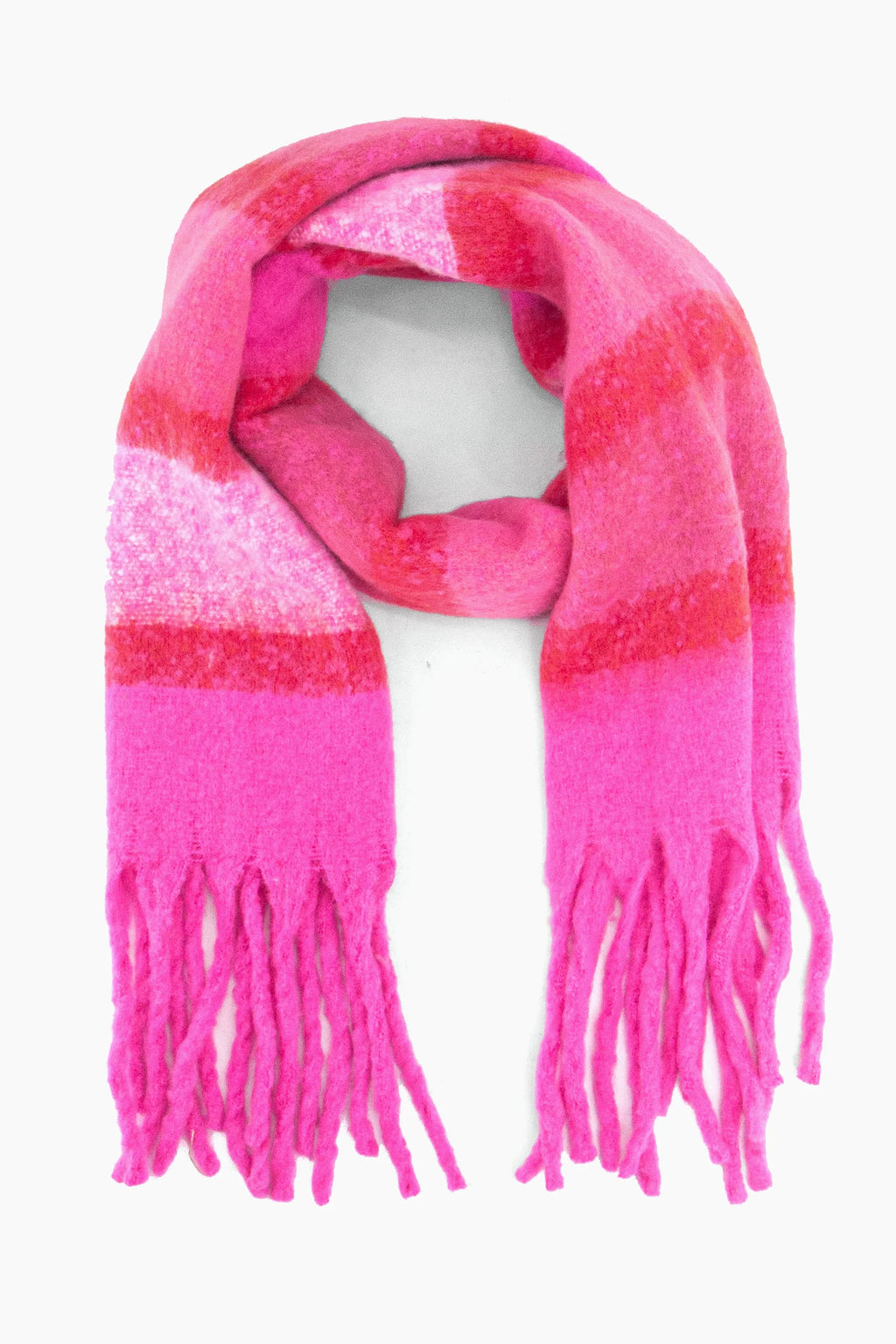 Fuchsia Striped Colourblock Heavyweight Scarf