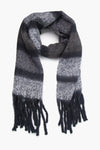 Grey Striped Colourblock Heavyweight Scarf