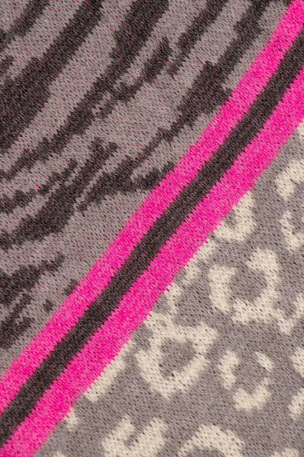 Grey, Fuchsia Tiger & Leopard Print Blanket Scarf