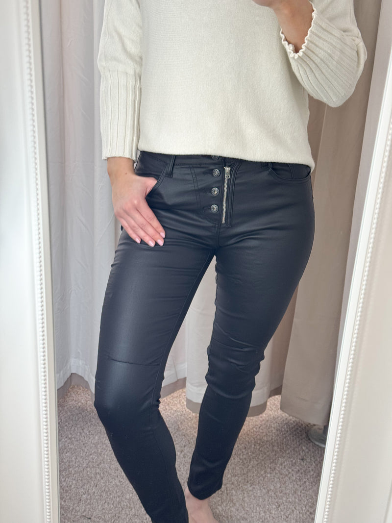 Melly & Co Black Coated Jeans