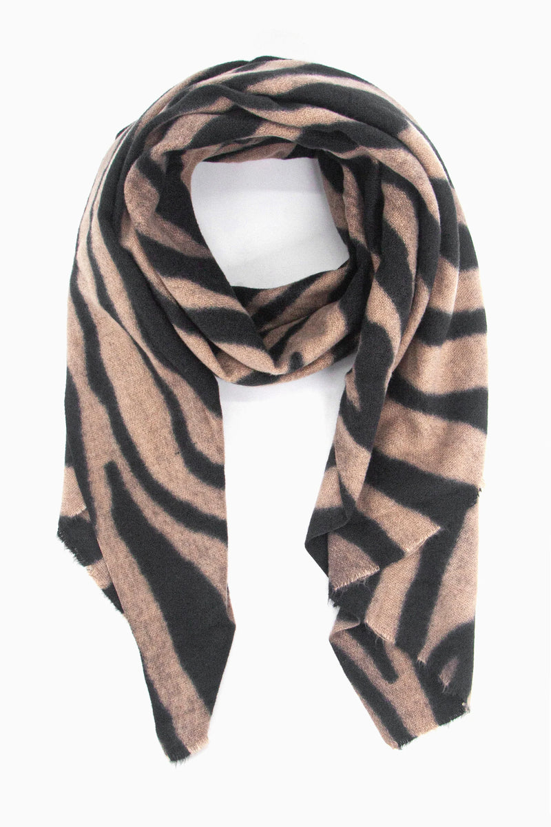 Neutral Zebra Print Scarf