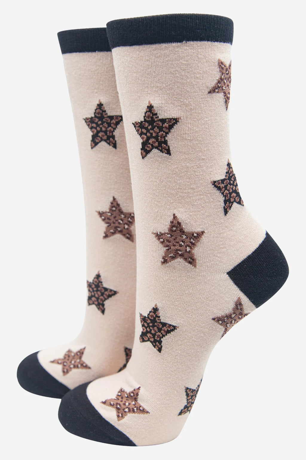 Neutral Leopard Star Print Socks