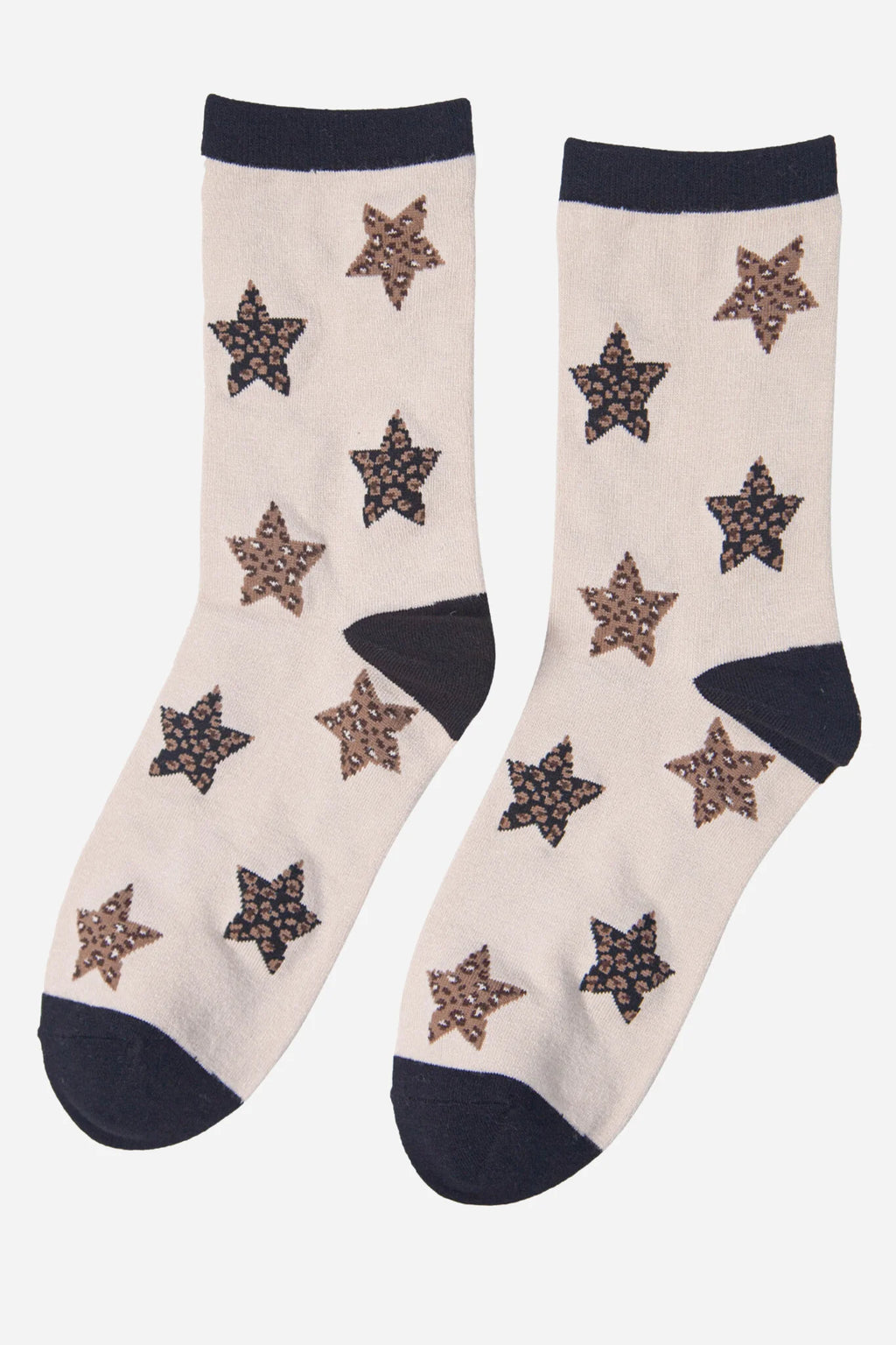 Neutral Leopard Star Print Socks