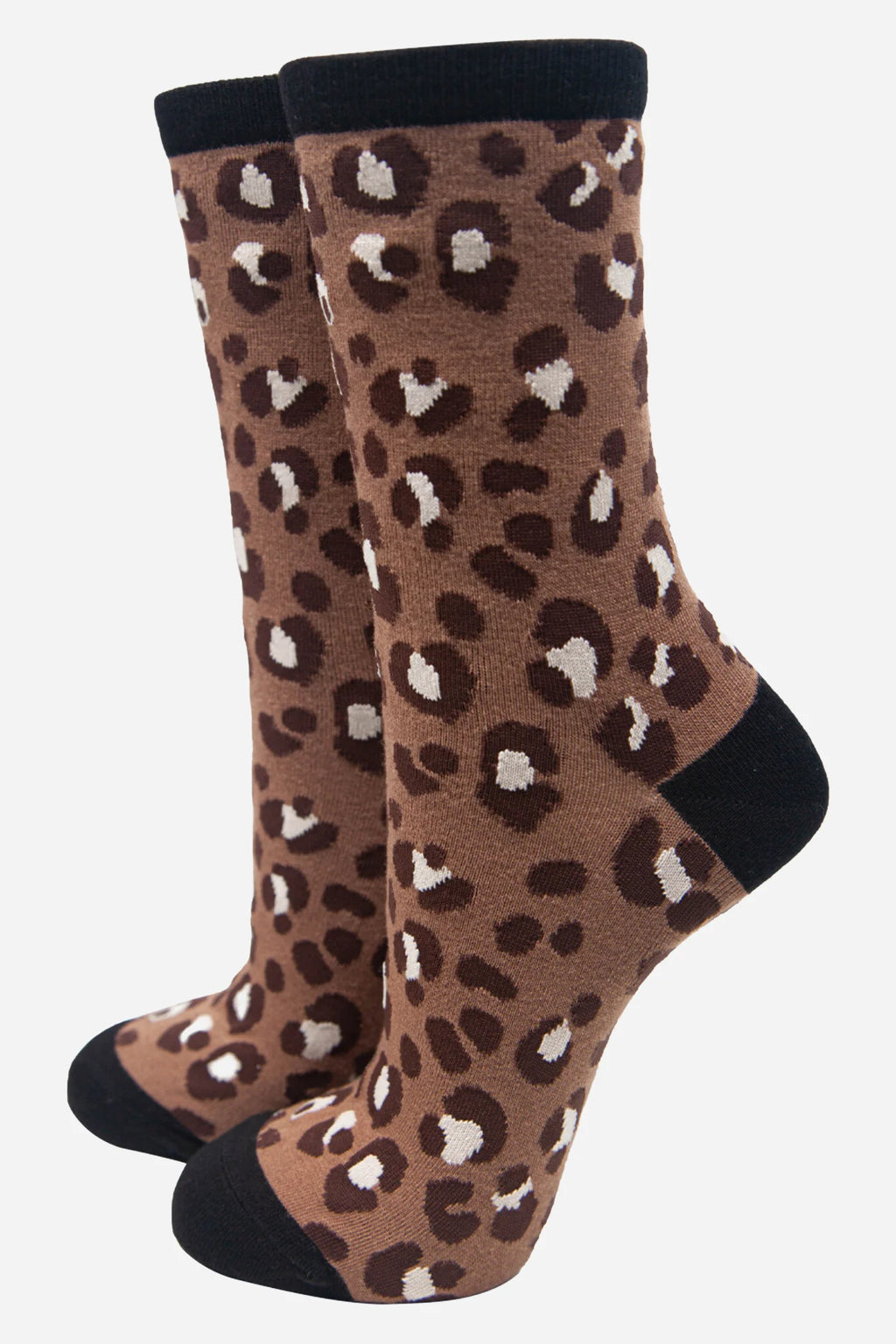 Beige & Brown Leopard Print Socks