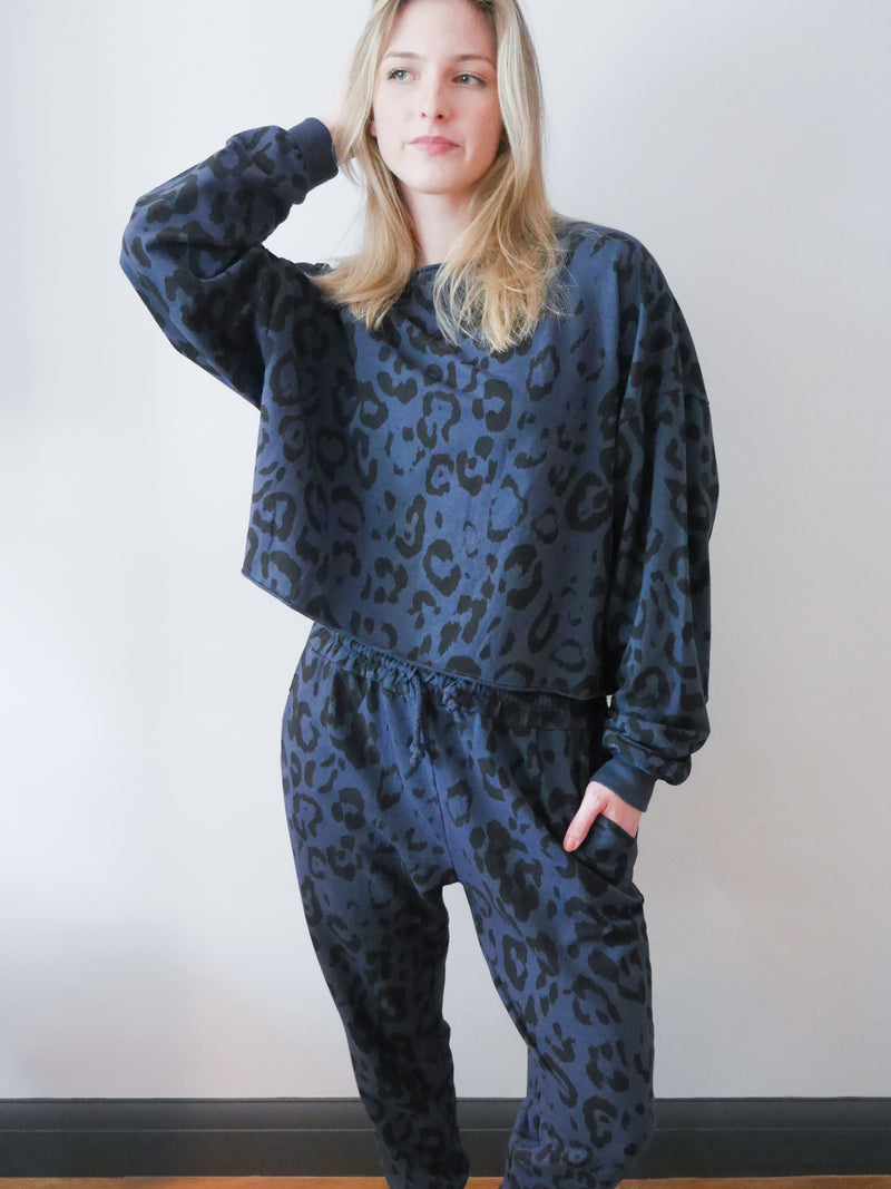 Leopard Tracksuit Set Blue