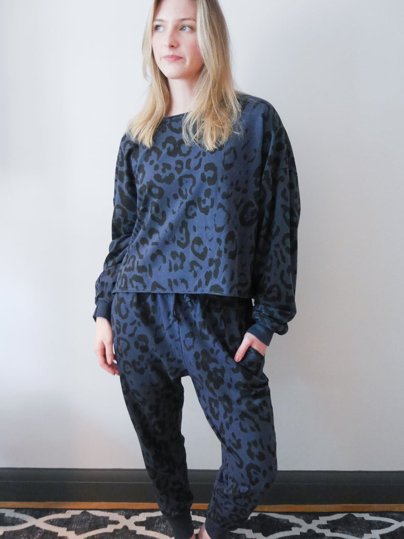 Leopard Tracksuit Set Blue