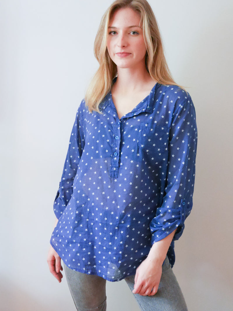 Adrienne Blouse Indigo Blue