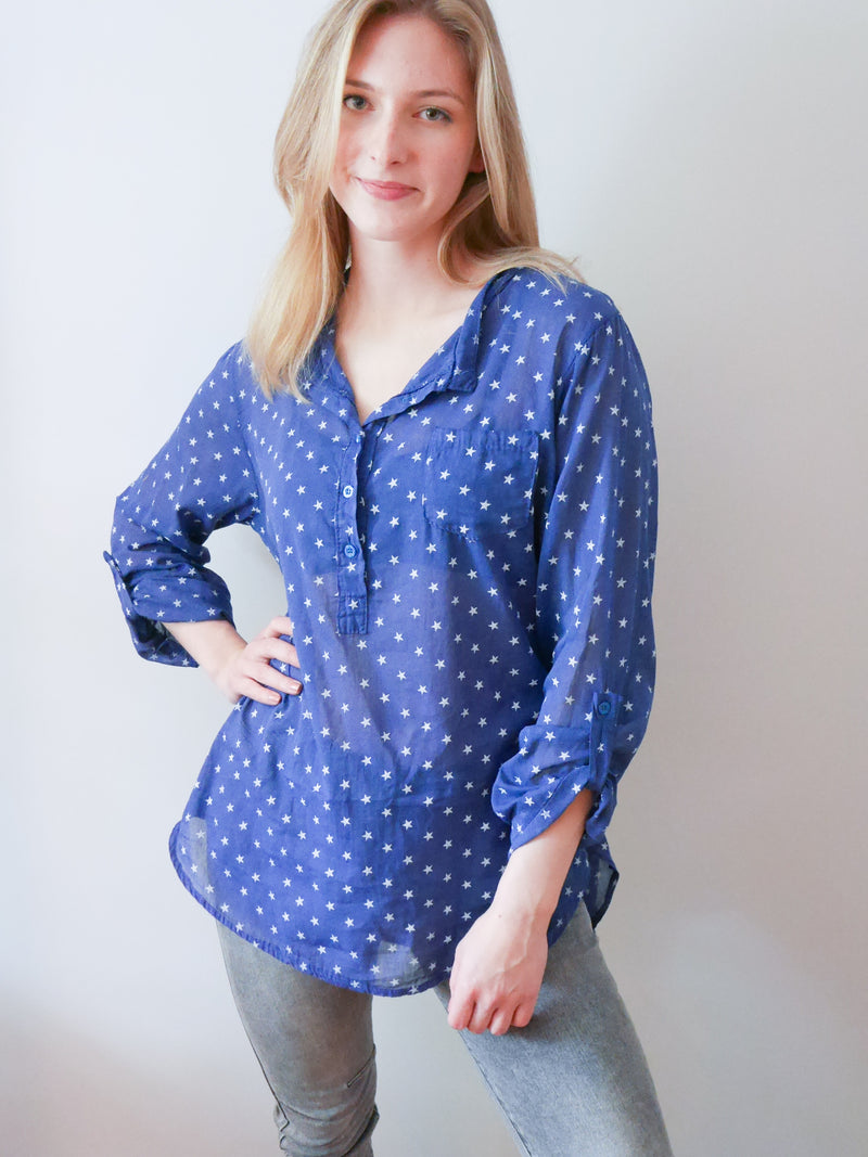 Adrienne Blouse Indigo Blue