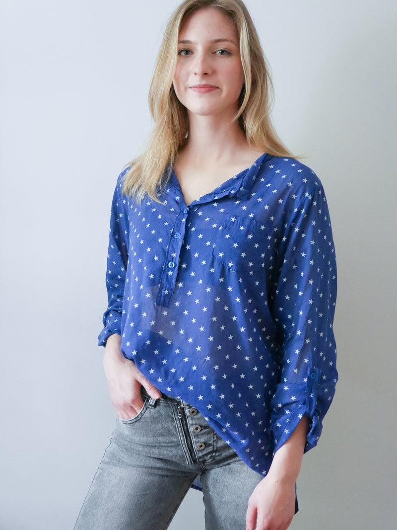 Adrienne Blouse Indigo Blue