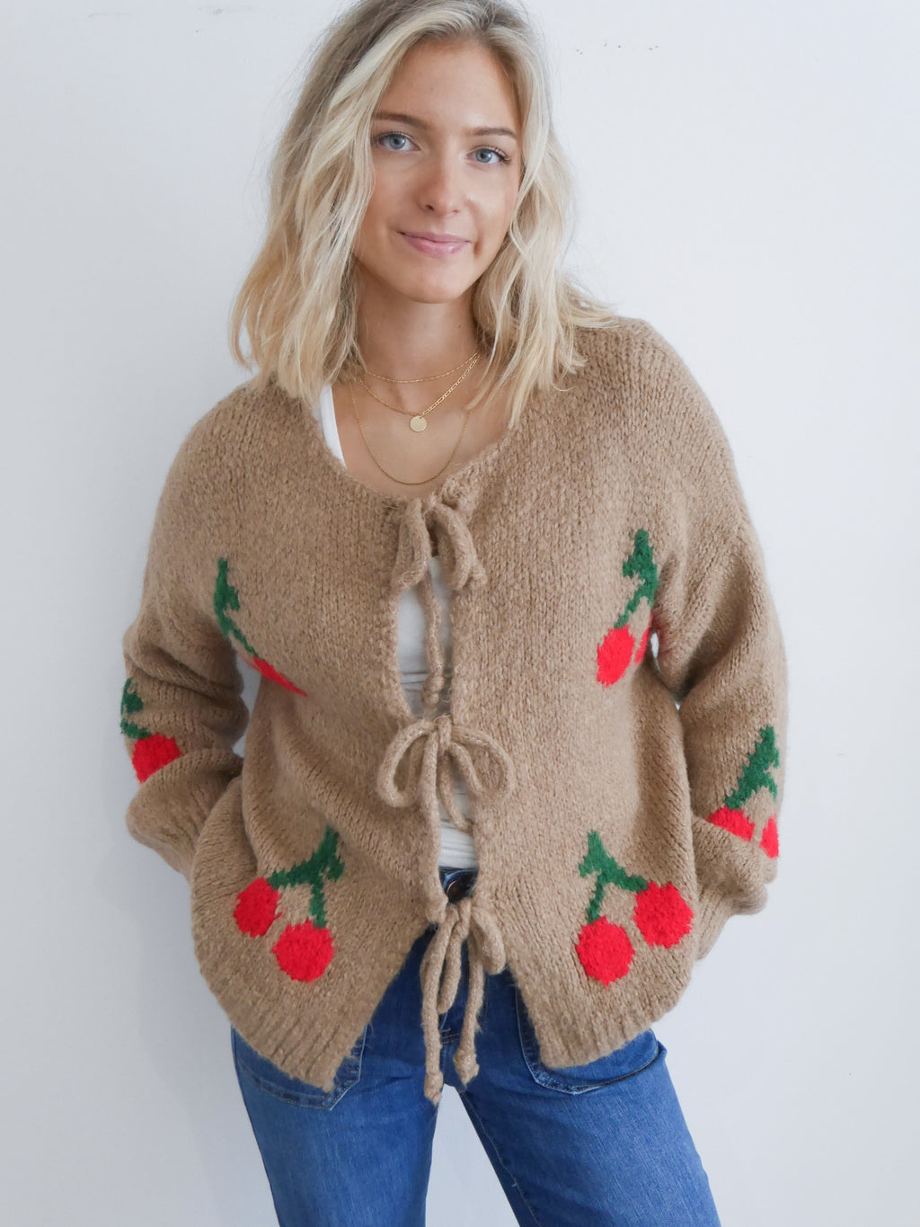 Cherry Cardigan Camel