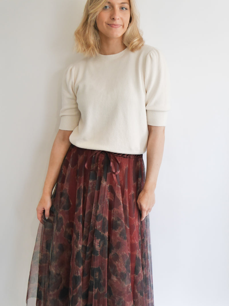 Leopard Print Tulle Skirt Plum