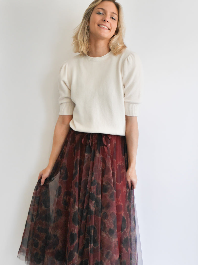 Leopard Print Tulle Skirt Plum