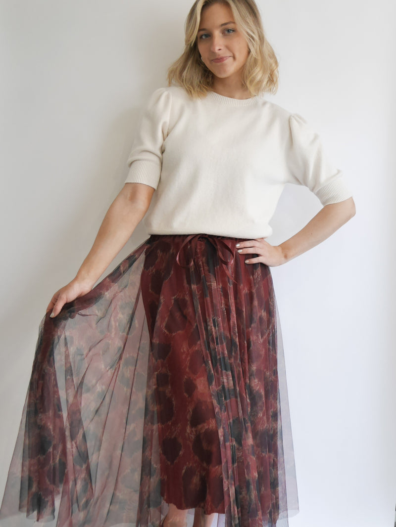 Leopard Print Tulle Skirt Plum