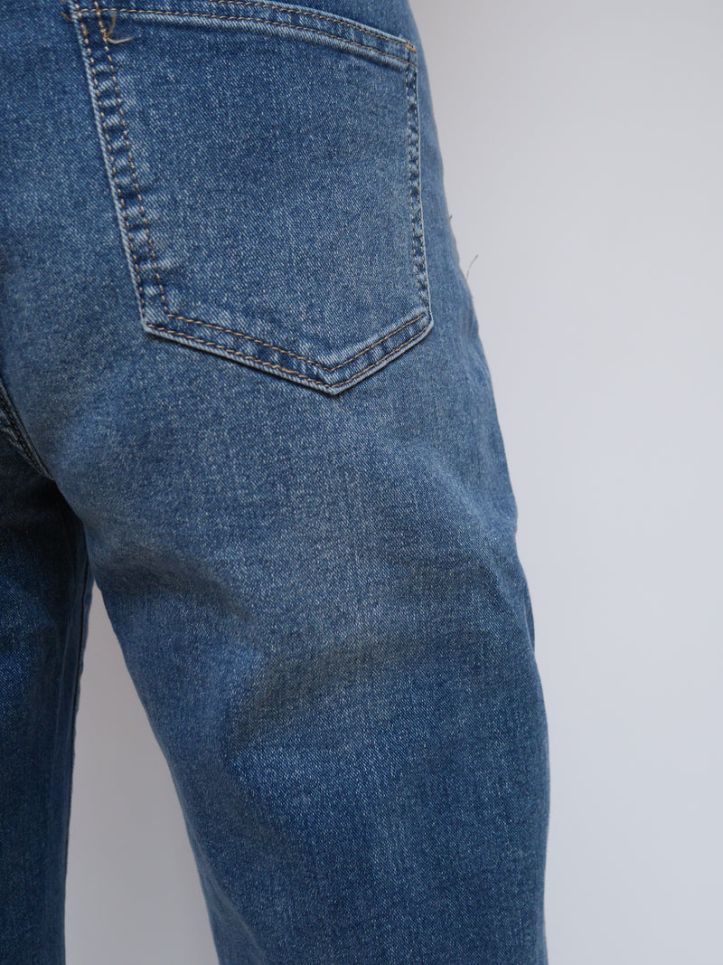 Mid Indigo Barrel Leg Jean