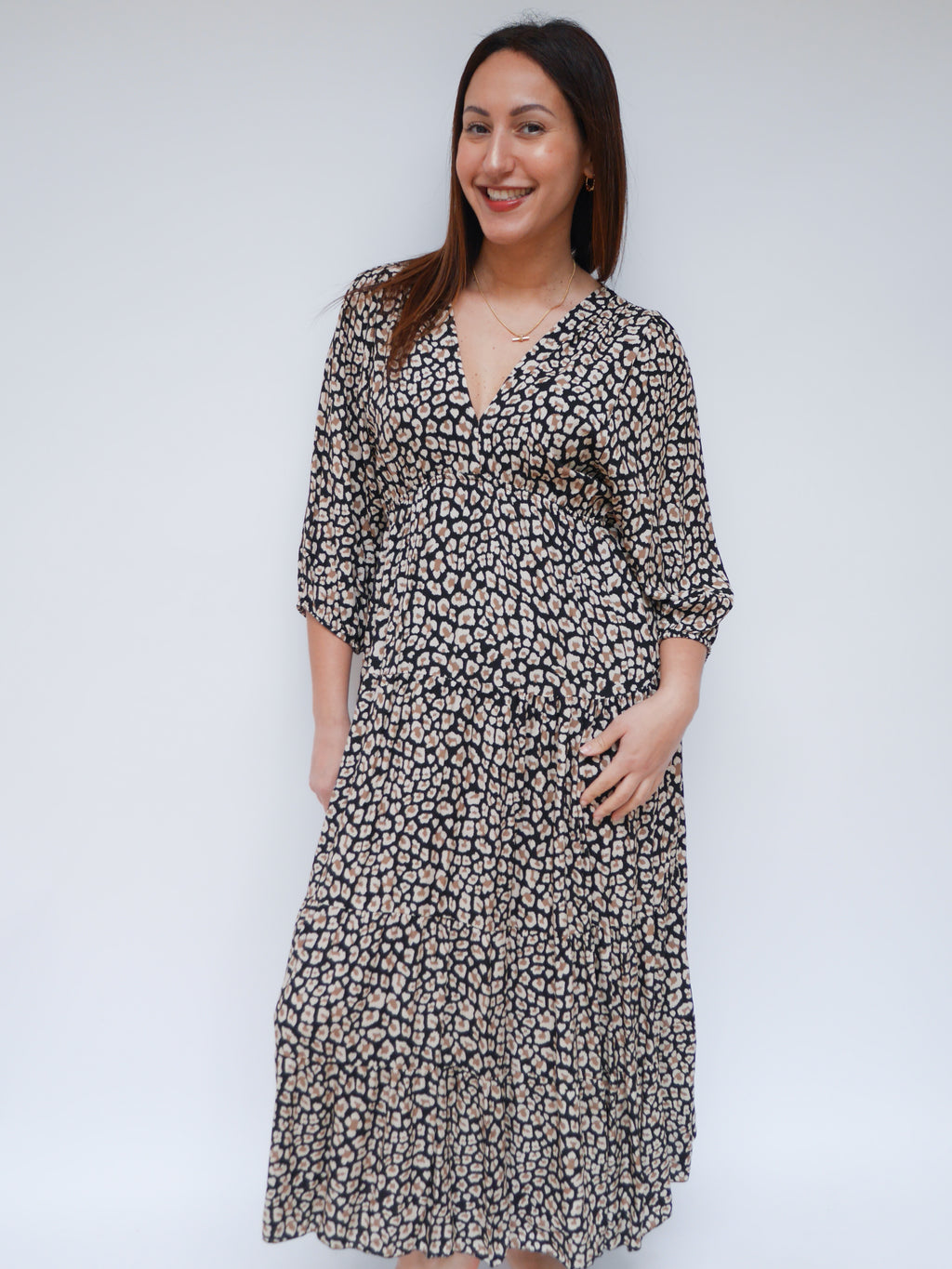 Ava Dress Neutral Leopard