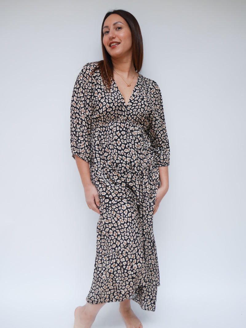 Ava Dress Neutral Leopard