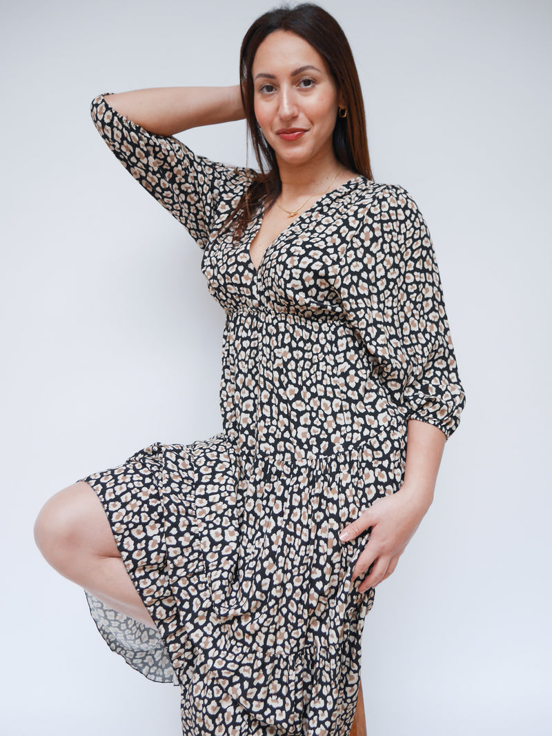 Ava Dress Neutral Leopard