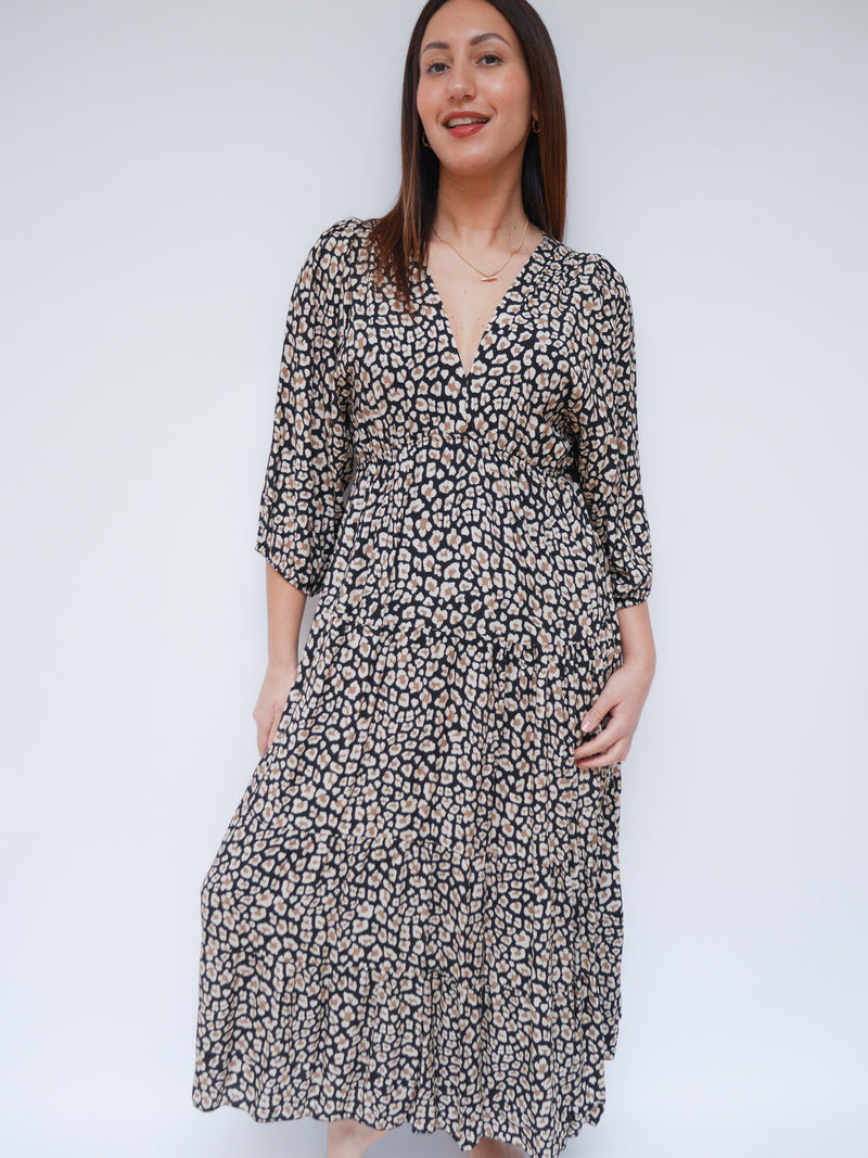 Ava Dress Neutral Leopard