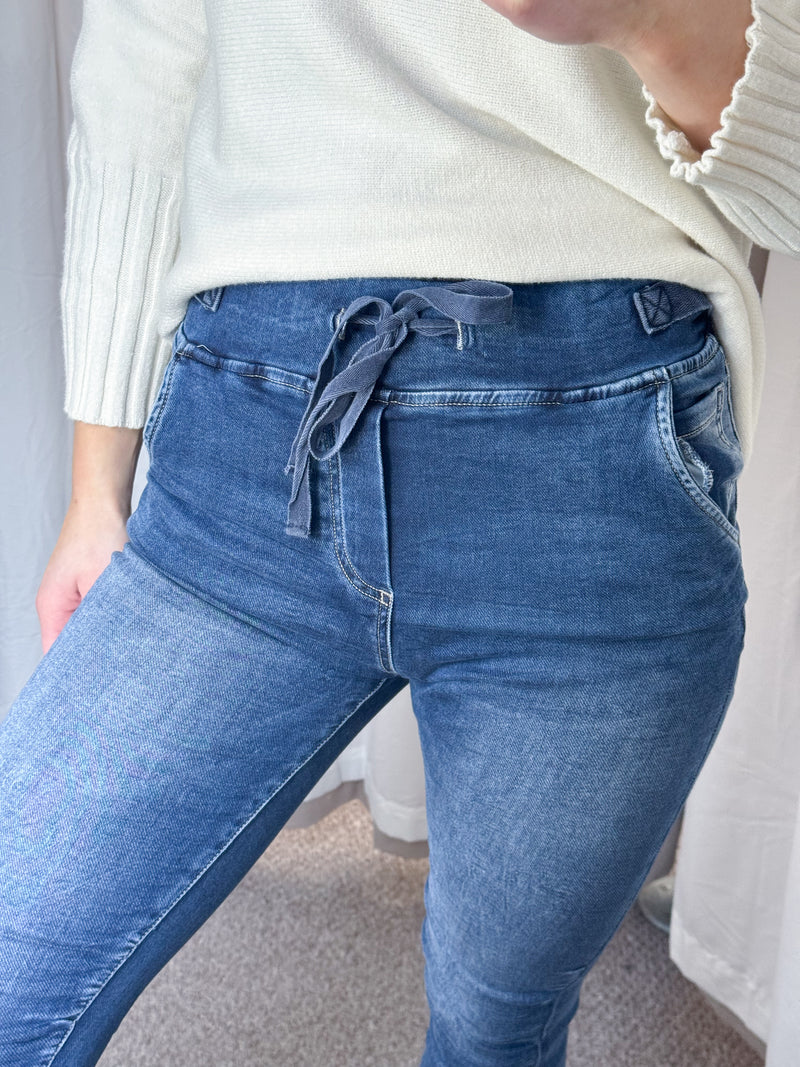 Melly & Co Denim Drawstring  Detail Jeans