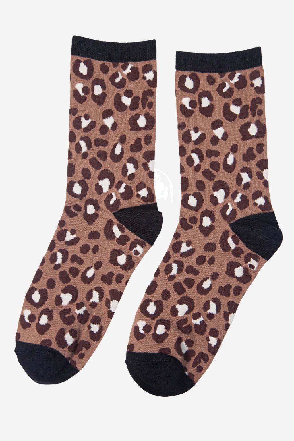 Beige & Brown Leopard Print Socks