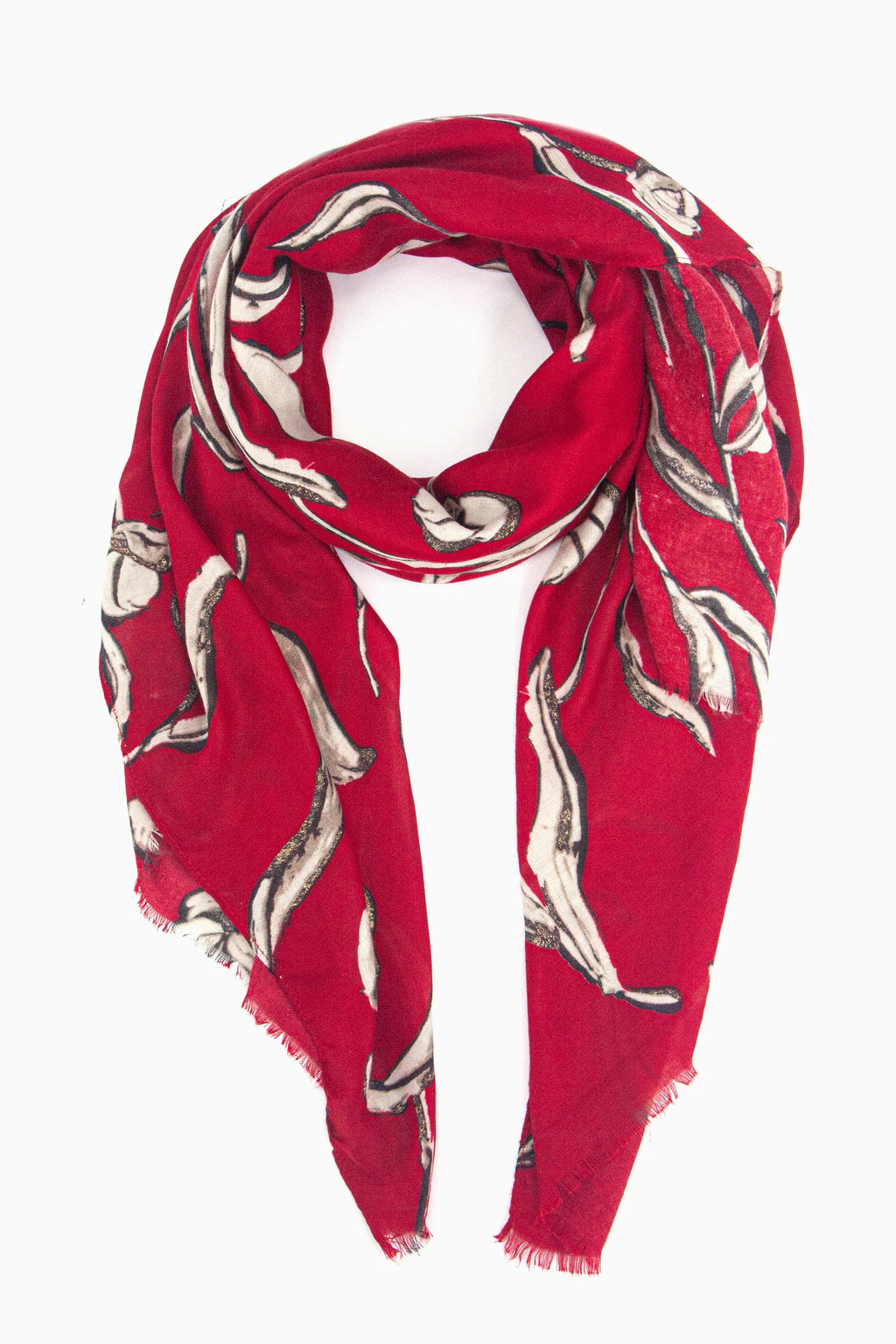 Red Floral Print Scarf