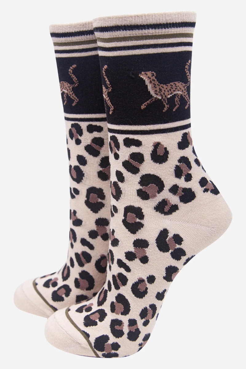 Cream Cheetah Print Socks