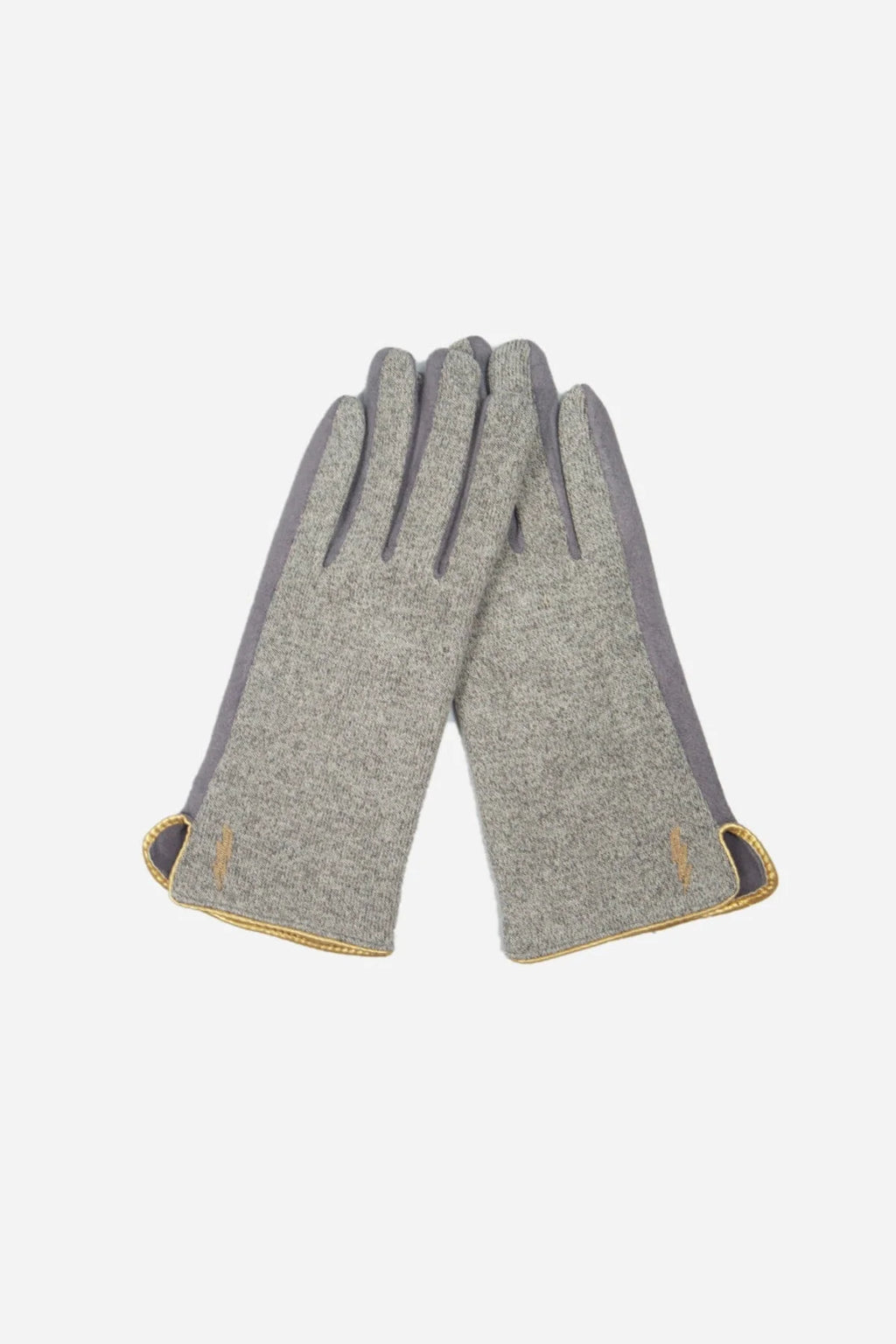 Light Grey & Gold Lightning Bolt Trim Gloves