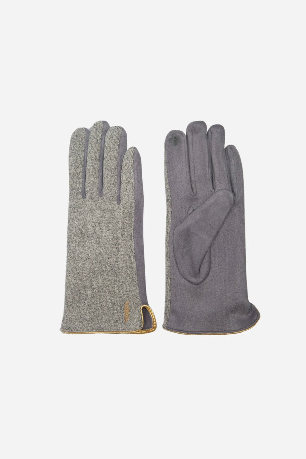 Light Grey & Gold Lightning Bolt Trim Gloves