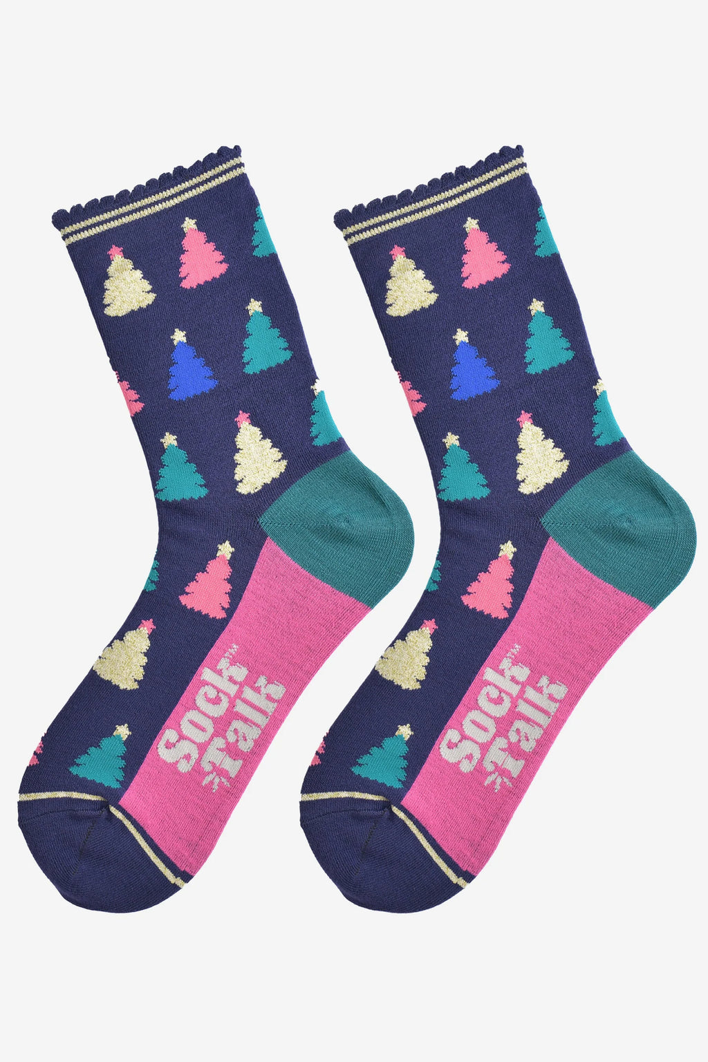 Navy & Pink Classic Christmas Socks