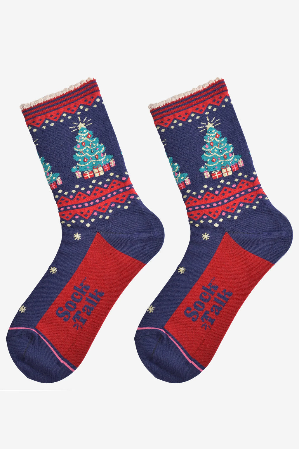 Navy & Red Classic Christmas Socks