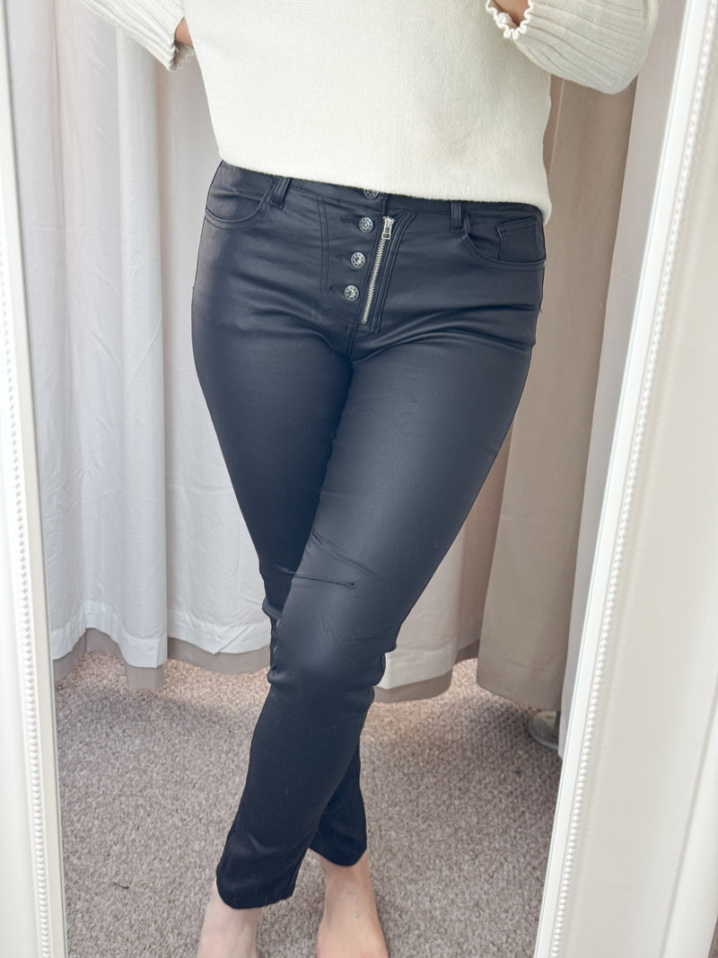 Melly & Co Black Coated Jeans