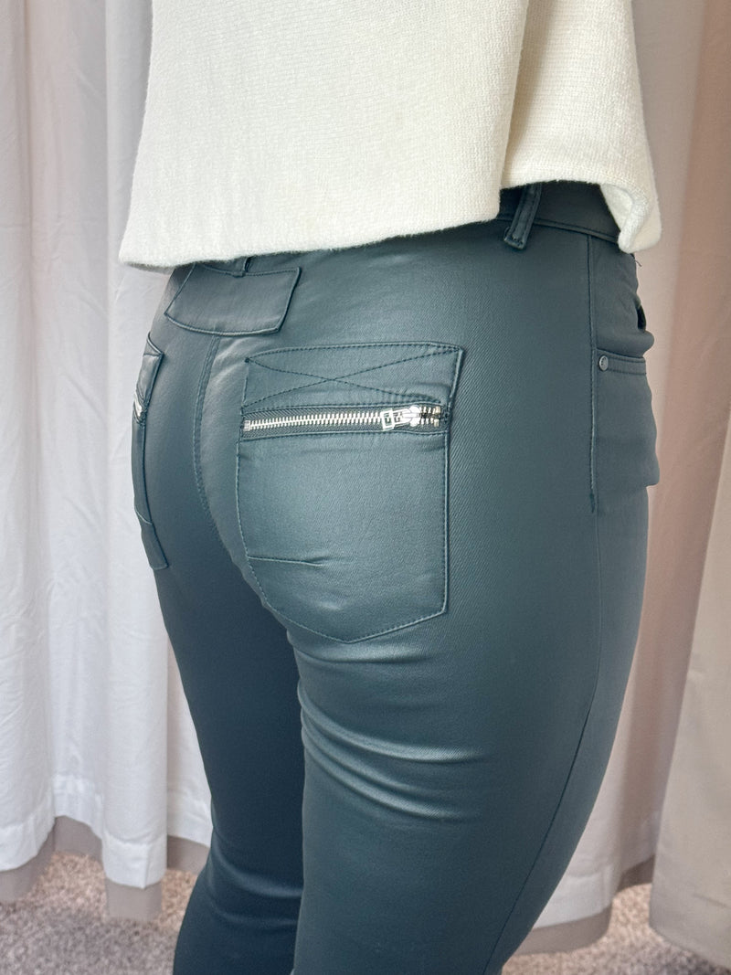 Melly & Co Bottle Green Coated Jeans