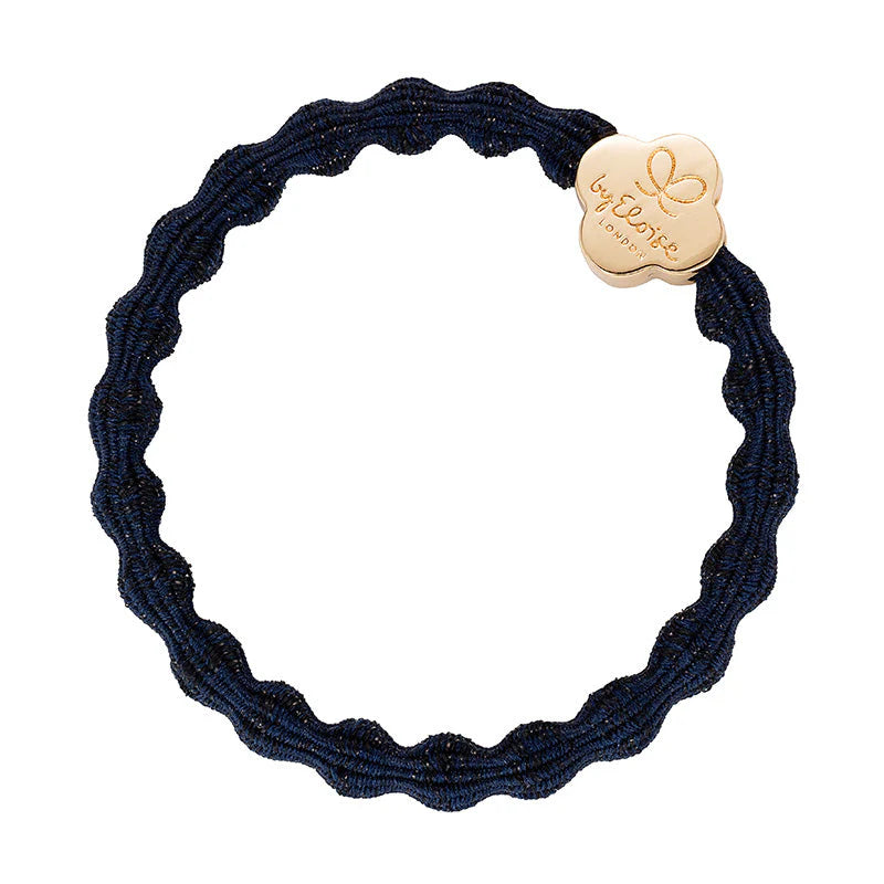 Gold Quatrefoil Navy Charm Hair Band