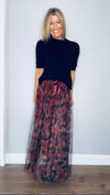 Leopard Print Tulle Skirt Plum