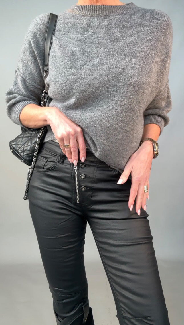 Melly & Co Black Coated Jeans