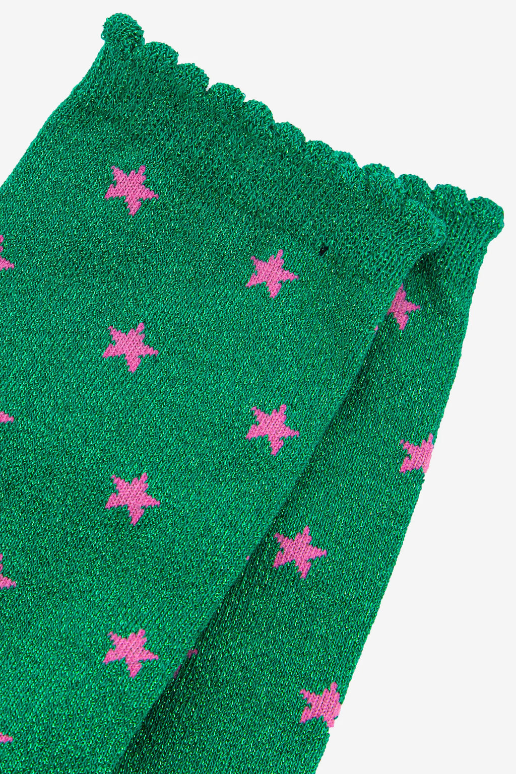 Green Star Print Glitter Socks