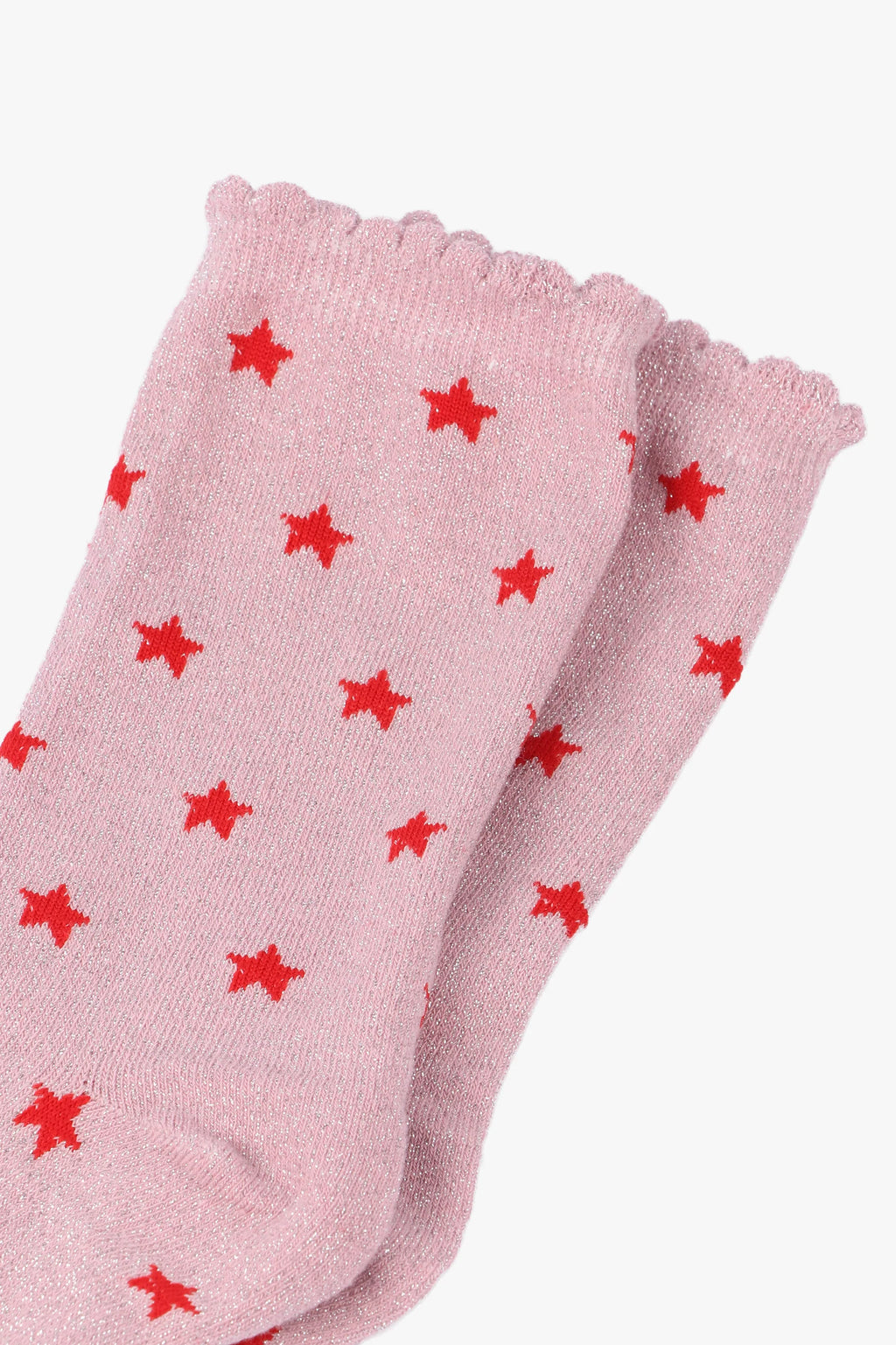 Pink Star Print Glitter Socks