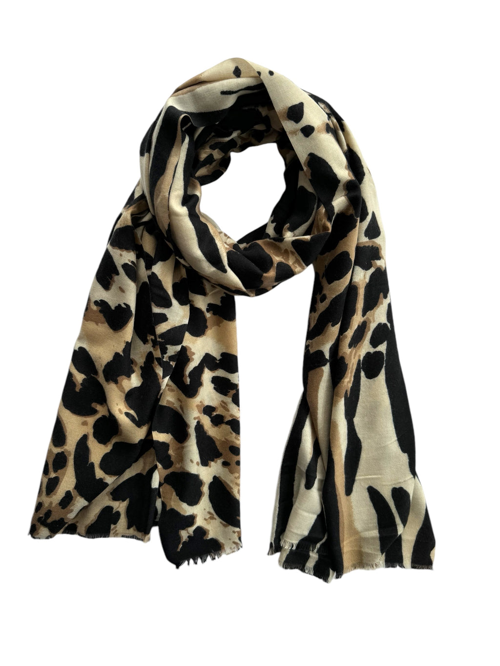 Neutral Zebra & Leopard Print Scarf