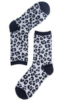 Grey & Black Leopard Print Socks