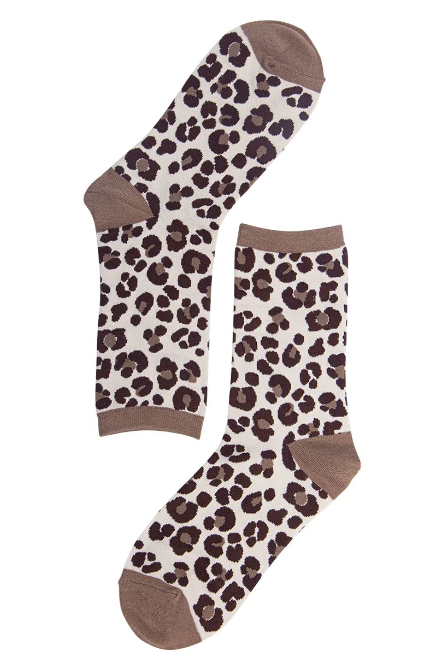 Neutral Leopard Print Socks