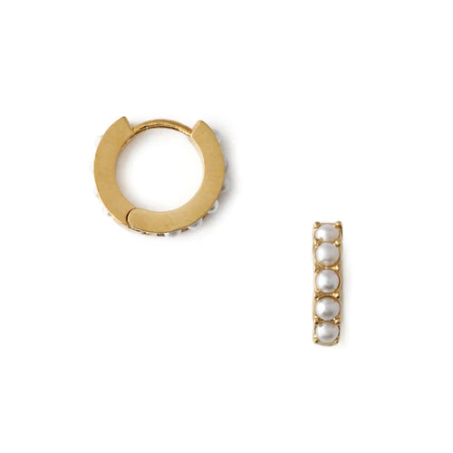 Orelia Pearl Gold Huggie Hoops