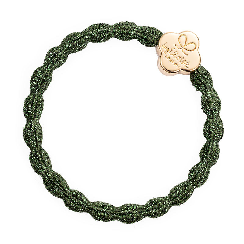 Gold Quatrefoil Chive Green Charm Hair Band