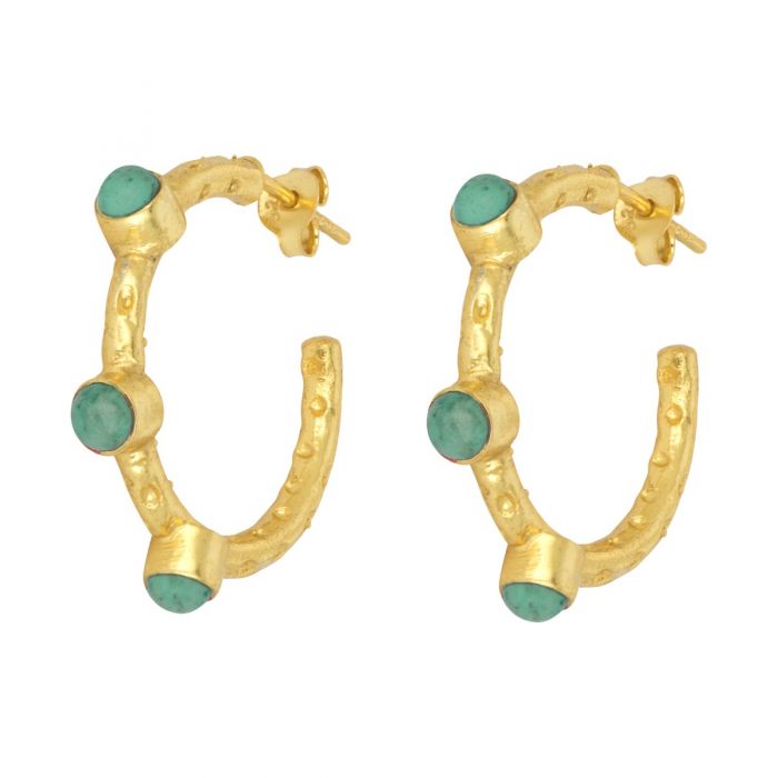 Ashiana Mini Cruise Earrings Green Agate