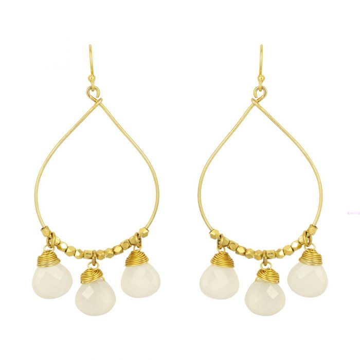 Ashiana Bella Earrings White Calcedony